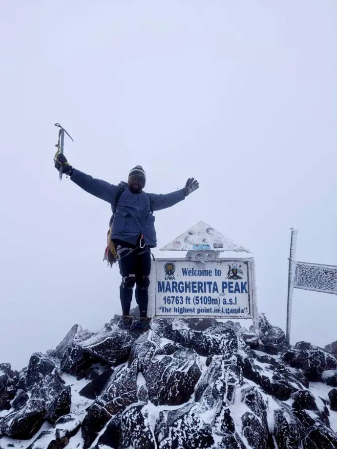 after a long trekking up to the highest peak margherita Uganda highest point and snow-capped At the highest peak margherita in Rwenzori mountain ranges, this is the mystical challenge and one of Uganda's snow-capped mountain also known as mountains of the moon